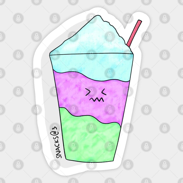 Brain freeze colorful slushy Sticker by Snacks At 3